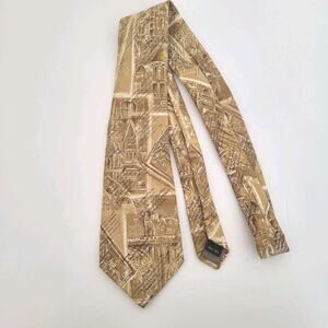 High Class‎ Silk Neck Tie Necktie Beige Dark Academia Museum Retro Architecture